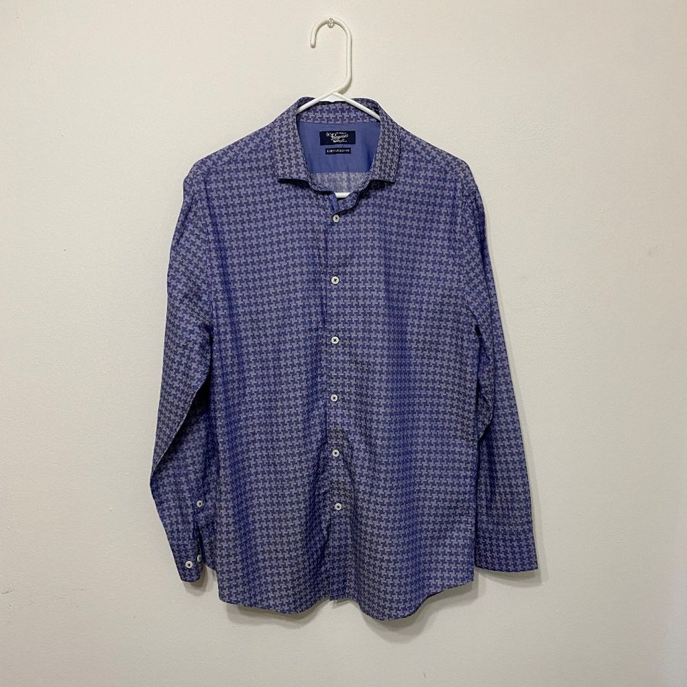 Penguin purple-periwinkle houndtooth men’s shirt.  Beautiful 100% cotton shirt